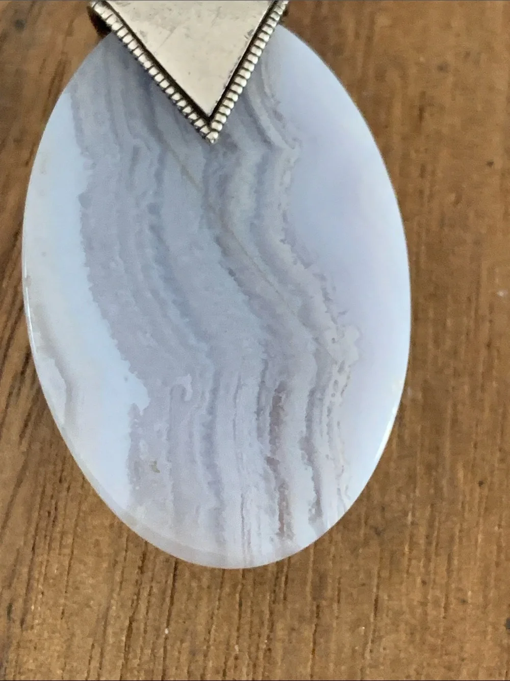 925 Marcasite and Blue Lace Agate Pendant